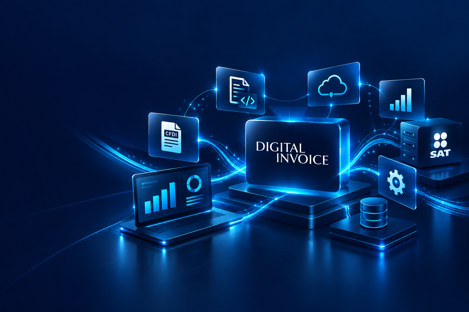 Digital Invoice conectado con CFDI, integración, nube, analítica, SAT, automatización y datos